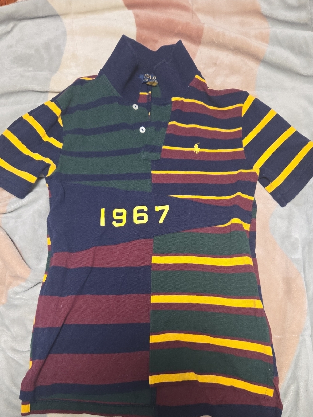 Polo by Ralph Lauren Kids Patchwork Rugby Polo - Navy, Green, Maroon, Yellow